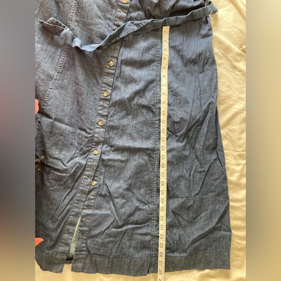 Anne Klein 18W Chambray Sleeveless Button-Down Midi Removable Belt and POCKETS - Picture 9 of 13